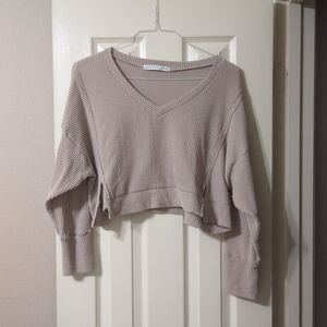 Altar'd State Ribbed Knit Sweater in Beige
